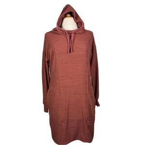 Toad & Co Intermosso Hoodie Dress S Rusty Brownish Stretchy Athleisure Pockets